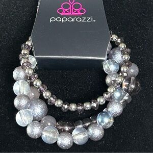 Paparazzi Shimmering Silver and Black Bracelet Set